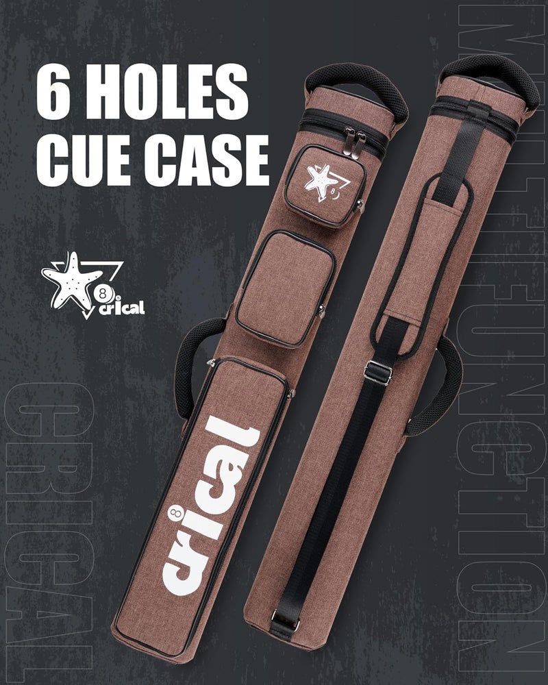 CRICAL Pool Cue Case 2x4 Hard Pool Stick Case Holds 2 Butts and 4 Shafts for Adults Billiard Cue Case with Soft Shoulder Straps - Image 2